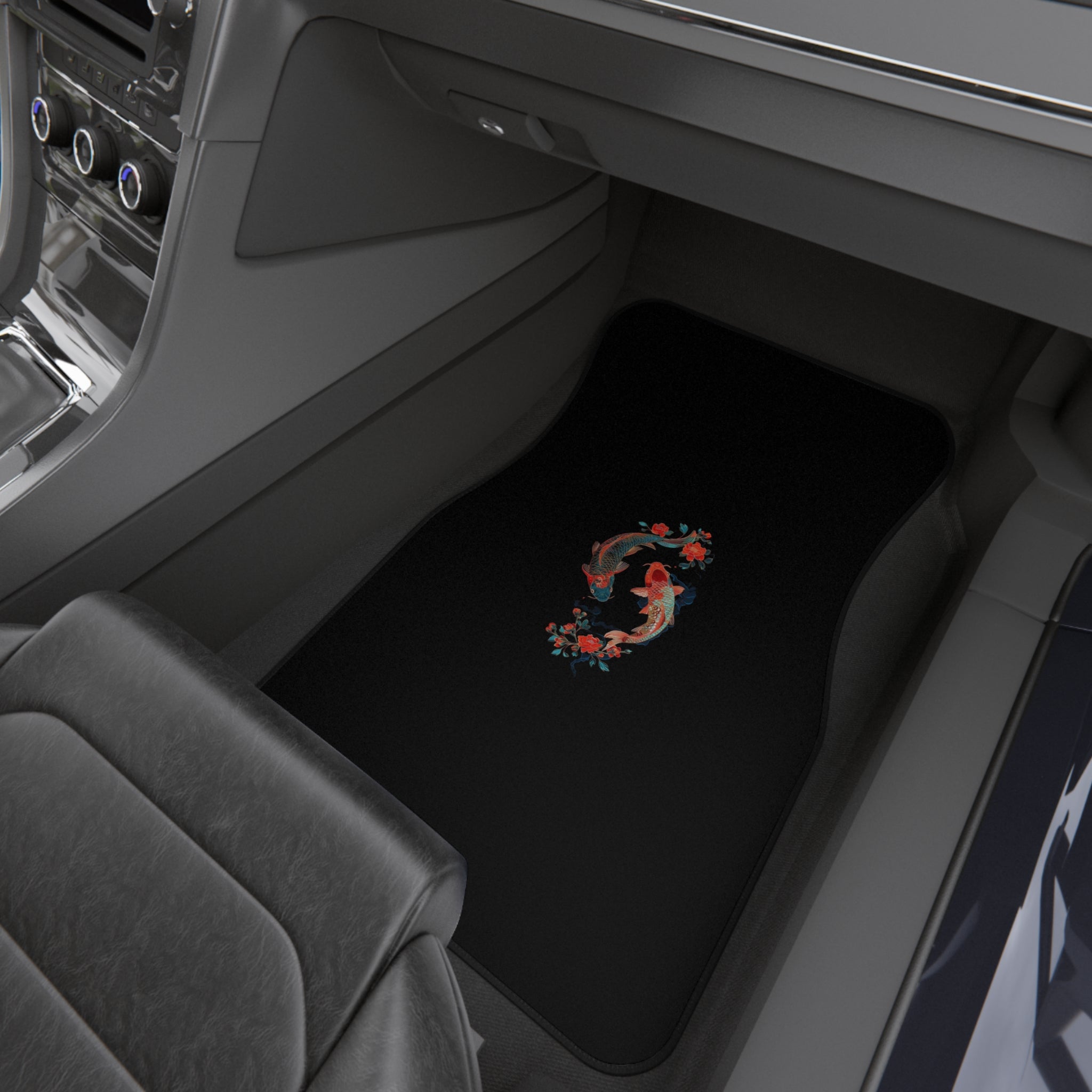 Koi Fish Car Mats (Set of 4) — Floral Japanese-Inspired Car Floor Mats