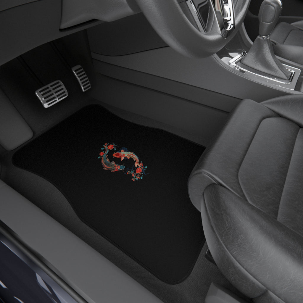 Koi Fish Car Mats (Set of 4) — Floral Japanese-Inspired Car Floor Mats