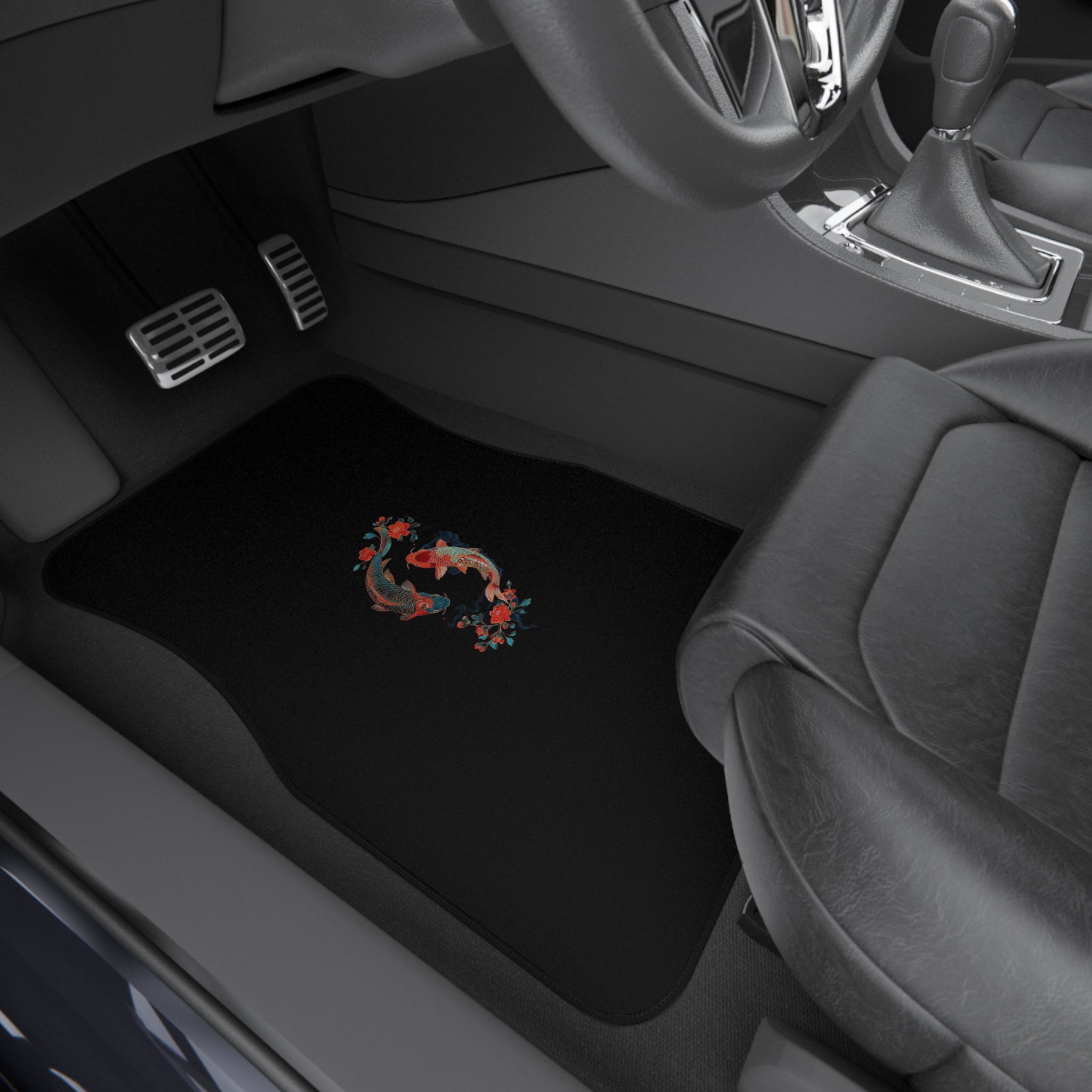 Koi Fish Car Mats (Set of 4) — Floral Japanese-Inspired Car Floor Mats